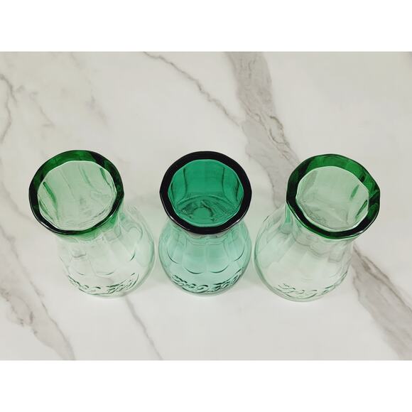 Coca Cola Libbey Drinking Glasses 16oz Embossed Logo 6" Retro Glass Green x3 - Picture 12 of 13